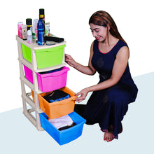 Load image into Gallery viewer, PARASNATH Boxo 4 Layer (Multicolour) Multi-Purpose Modular Drawer Storage System for Home and Office with Trolley Wheels and Anti-Slip Shoes - PARASNATH