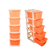 Load image into Gallery viewer, Boxo 5 Layer (Orange) Multi-Purpose Modular Drawer Storage System for Home and Office with Trolley Wheels and Anti-Slip Shoes - PARASNATH
