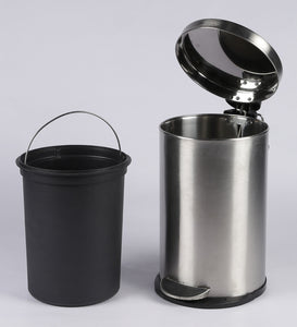 Parasnath Stainless Steel Plain Pedal Dustbin With Plastic Bucket (7''X11''- 5 Liter) - PARASNATH