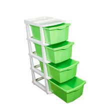 Load image into Gallery viewer, PARASNATH Boxo 4 Layer (Green) Multi-Purpose Modular Drawer Storage System for Home and Office with Trolley Wheels and Anti-Slip Shoes - PARASNATH