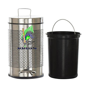 Parasnath Stainless Steel Round Perforated Pedal Dustbin With Plastic Bucket (10''X15''- 11 Liter) - PARASNATH