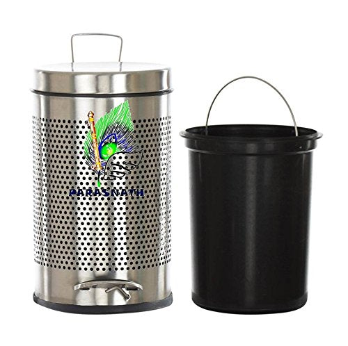 Parasnath Stainless Steel Round Perforated Pedal Dustbin With Plastic Bucket (8''X13''- 7 Liter) - PARASNATH