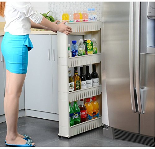 Parasnath 4 Tier Slim Rolling Cart Kitchen Storage Organiser Rack Holder with Wheel - PARASNATH