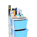 Boxo 5 Layer (Blue) Multi-Purpose Modular Drawer Storage System for Home and Office with Trolley Wheels and Anti-Slip Shoes - PARASNATH