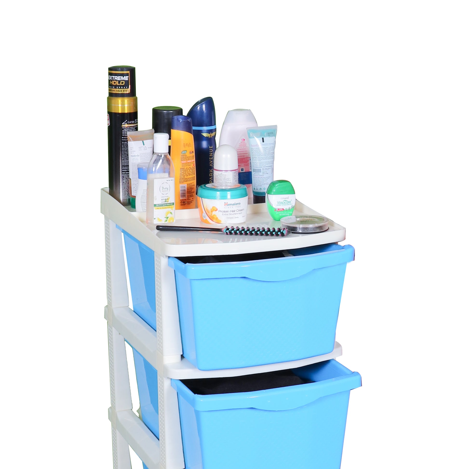 Boxo 5 Layer (Blue) Multi-Purpose Modular Drawer Storage System for Home and Office with Trolley Wheels and Anti-Slip Shoes - PARASNATH