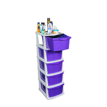 Load image into Gallery viewer, Boxo 5 Layer (Purple) Multi-Purpose Modular Drawer Storage System for Home and Office with Trolley Wheels and Anti-Slip Shoes - PARASNATH