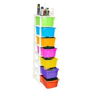 PARASNATH Boxo 7 Layer (Multicolour) Multi-Purpose Modular Drawer Storage System for Home and Office with Trolley Wheels and Anti-Slip Shoes - PARASNATH