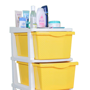 PARASNATH Boxo 5 Layer (Yellow) Multi-Purpose Modular Drawer Storage System for Home and Office with Trolley Wheels and Anti-Slip Shoes - PARASNATH