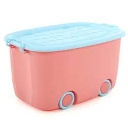 PARASNATH Rolling Storage Container Box (PinkBlue Colour)- 25 Litre Super Large With Wheels Size (50X33X26 cm) - PARASNATH