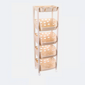 PARASNATH SKEP 4+1 Layer Fruit & Vegetable Basket Trolley Included 1 Dish Box Tray (Ivory Colour) for Home and Kitchen Fruit Basket Storage Rack Organizer Holders kitchen trolley - Made In India - PARASNATH