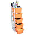 Boxo 5 Layer (Orange) Multi-Purpose Modular Drawer Storage System for Home and Office with Trolley Wheels and Anti-Slip Shoes - PARASNATH