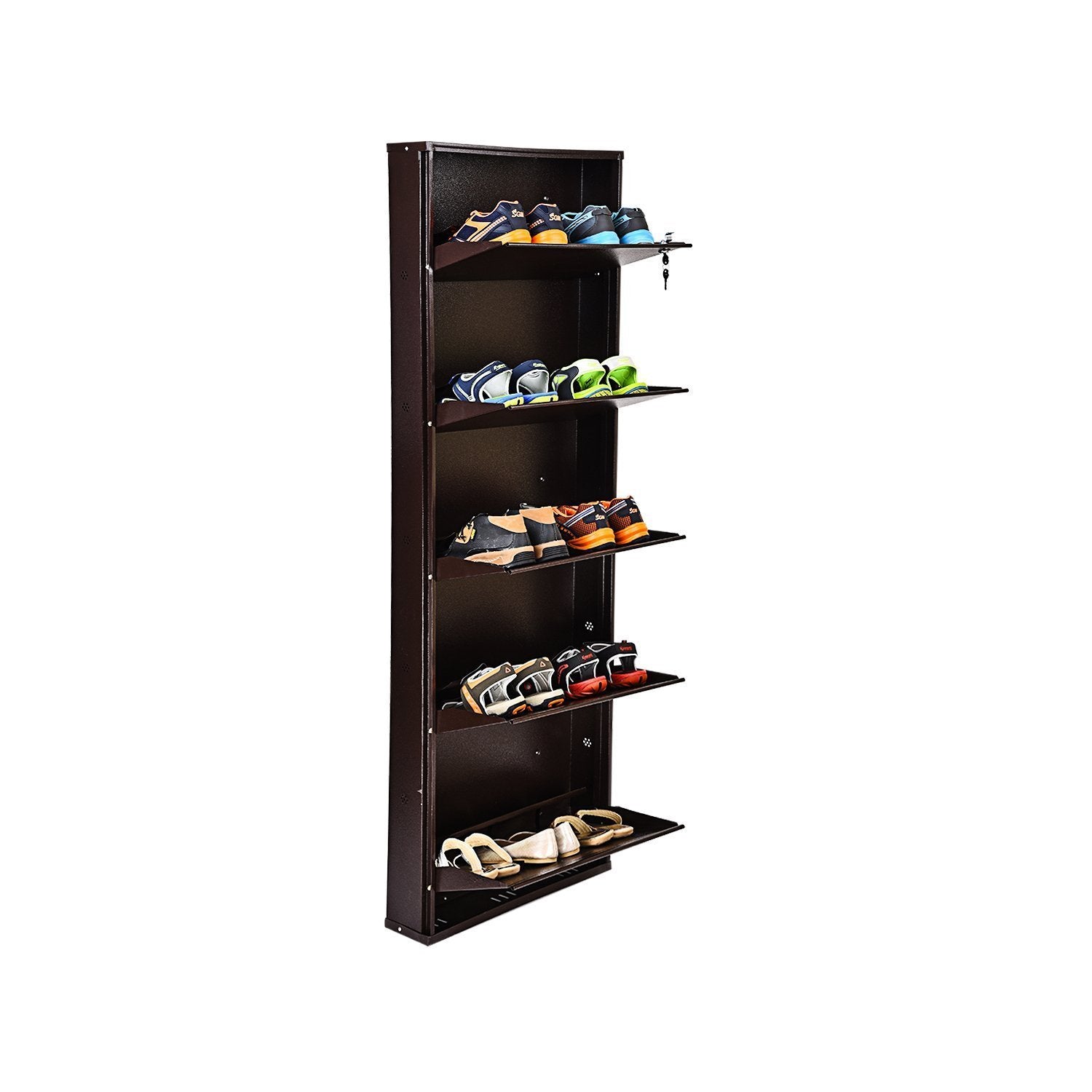 Parasnath Coffee Colour Wall Shoe Rack 5 Shelves Shoes Stand - PARASNATH
