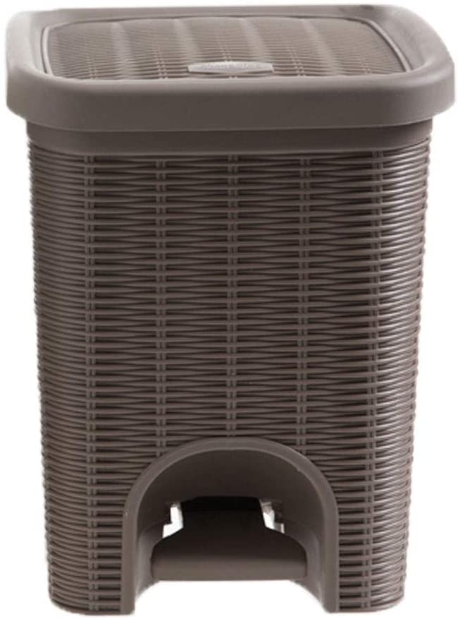 PARASNATH Rattan Design (Brown Colour) Pedal Dustbin 7Litre Modern Light-weight Dustbin for Home and Office Brown Colour - Made In India - Small Size 8 inchX8 inchX11 inch - PARASNATH