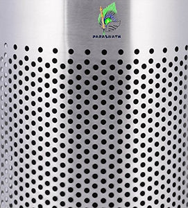 Parasnath Stainless Steel Round Perforated Pedal Dustbin With Plastic Bucket (8''X13''- 7 Liter) - PARASNATH
