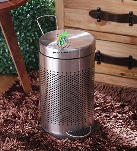 Parasnath Stainless Steel Round Perforated Pedal Dustbin With Plastic Bucket (12''X20''- 20 Liter) - PARASNATH