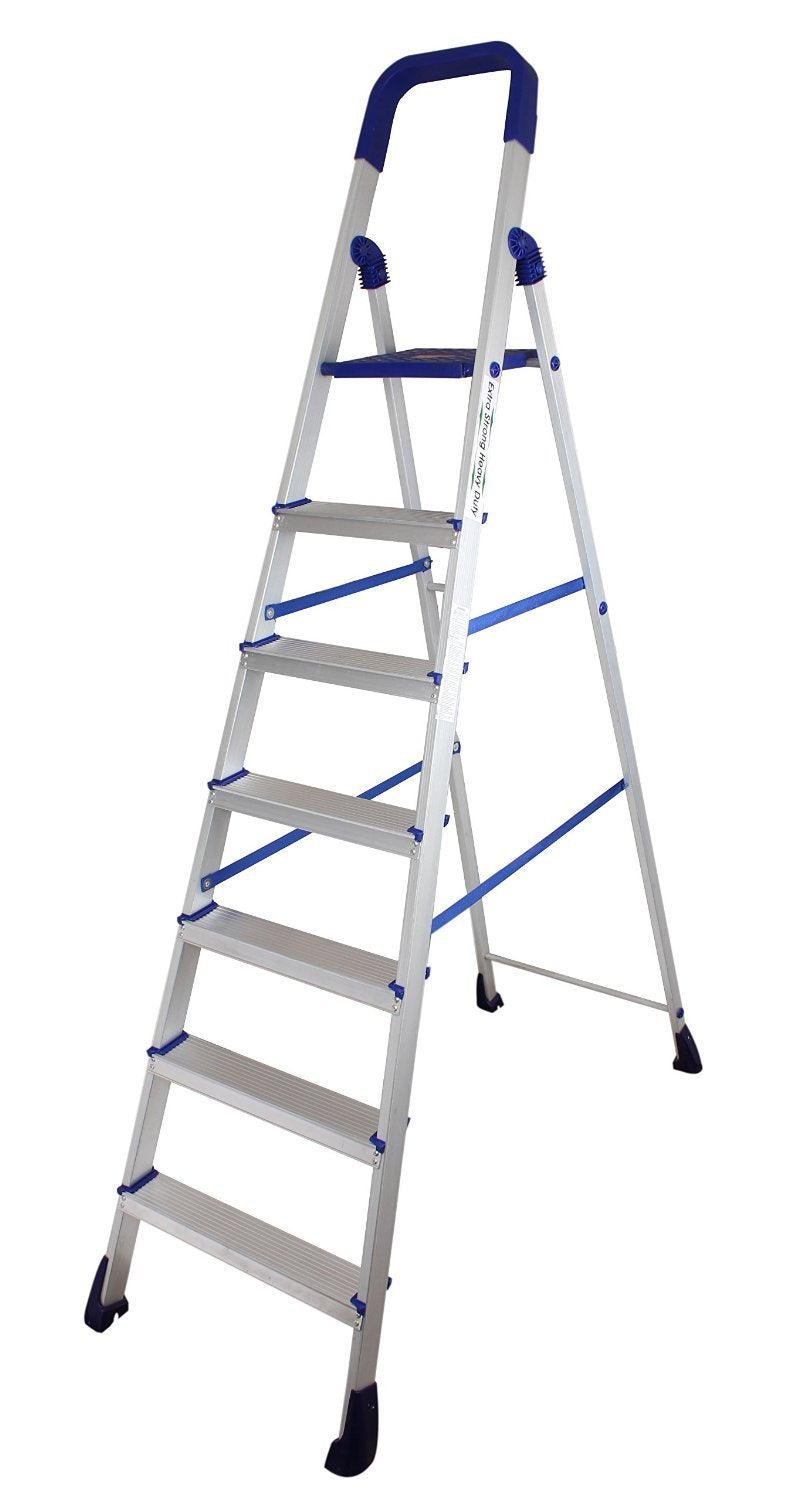 PARASNATH Aluminium Blue Heavy Folding Maple Ladder 7 Step 7.3 Ft - PARASNATH