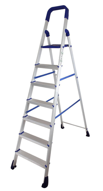 PARASNATH Aluminium Blue Heavy Folding Maple Ladder 7 Step 7.3 Ft - PARASNATH