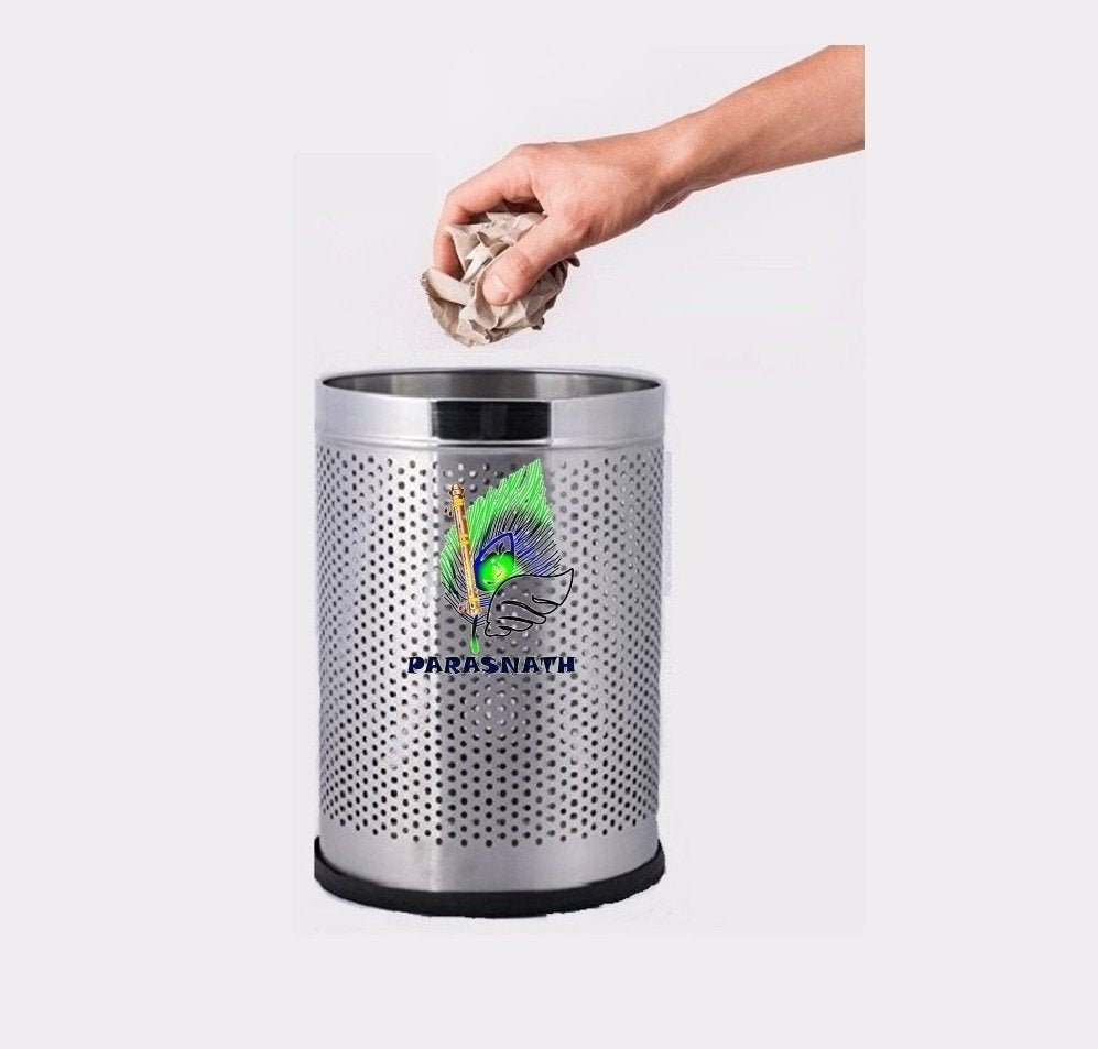 Parasnath Stainless Steel Perforated Round Dustbin, 6L - 7 X 11 Inch - PARASNATH