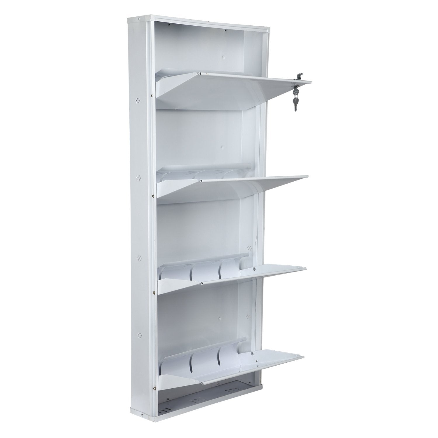 Parasnath Pure White Wall Shoe Rack 4 Shelves Shoes Stand - PARASNATH