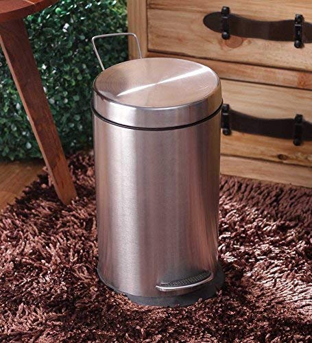 Parasnath Stainless Steel Plain Pedal Dustbin With Plastic Bucket (10''X15''- 11 Liter) - PARASNATH