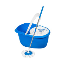 Load image into Gallery viewer, PARASNATH Bucker Oval Blue Colour Spin Mop with Big Wheels and Stainless Steel Wringer, Bucket Floor Cleaning and Mopping System,2 Microfiber Refills - PARASNATH