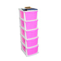 Boxo 5 Layer (Pink) Multi-Purpose Modular Drawer Storage System for Home and Office with Trolley Wheels and Anti-Slip Shoes - PARASNATH