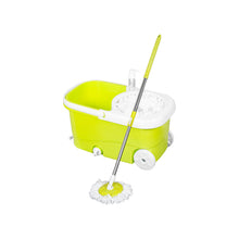 Load image into Gallery viewer, PARASNATH Bucker Square Lemon Colour Spin Mop with Big Wheels and Stainless Steel Wringer, Bucket Floor Cleaning and Mopping System,2 Microfiber Refills - PARASNATH