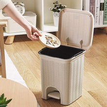 Load image into Gallery viewer, PARASNATH Rattan Design (Off-White Colour) Pedal Dustbin 7Litre Modern Light-weight Dustbin for Home and Office Off White Colour - Made In India - Small Size 8inch X 8inch X 11 inch - PARASNATH