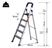 Load image into Gallery viewer, PARASNATH Aluminium Blue Heavy Folding Maple Ladder 5 Step 5.2 Ft - PARASNATH
