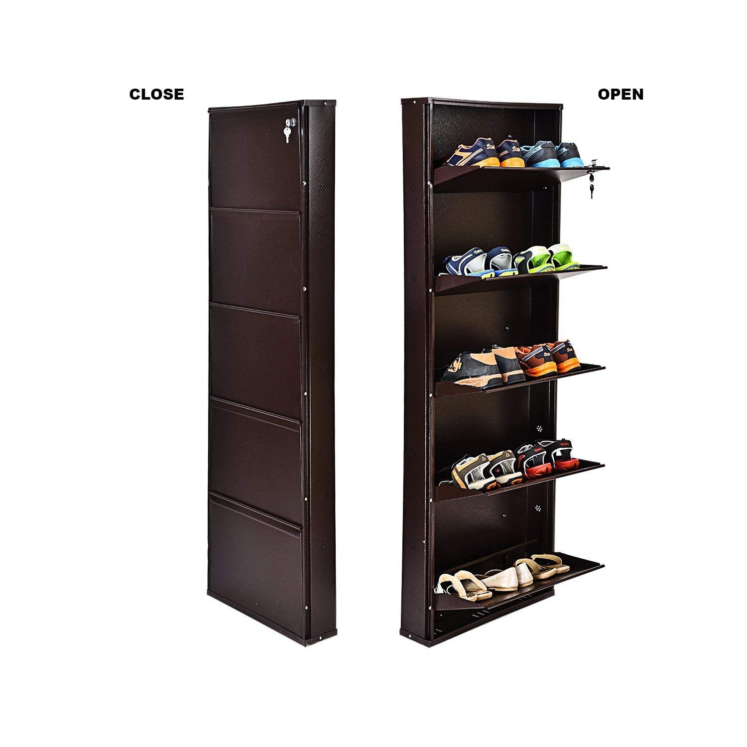 Parasnath Coffee Colour Wall Shoe Rack 5 Shelves Shoes Stand - PARASNATH