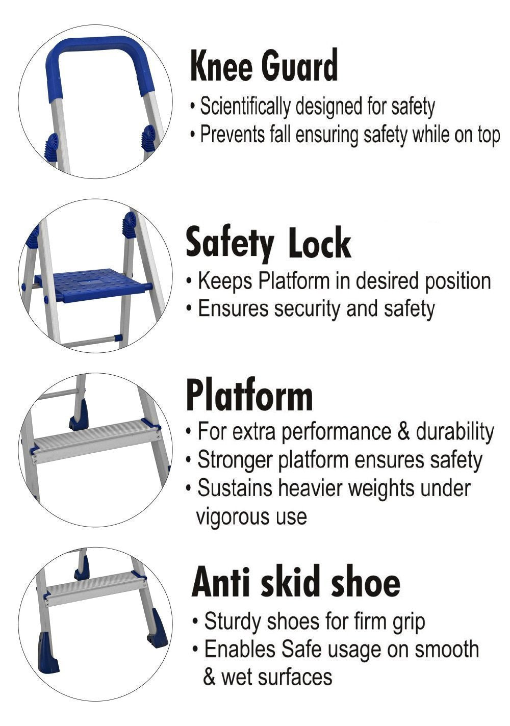 PARASNATH Aluminium Blue Heavy Folding Maple Ladder 5 Step 5.2 Ft - PARASNATH
