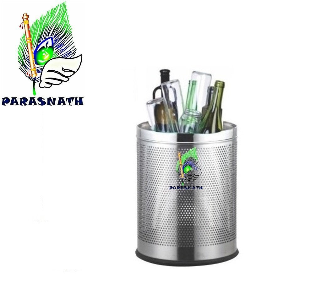 Parasnath Stainless Steel Perforated Round Dustbin, 6L - 7 X 11 Inch - PARASNATH