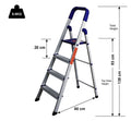 PARASNATH Aluminium Blue Heavy Folding Maple Ladder 3 Step 3.2 Ft - PARASNATH
