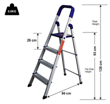 Load image into Gallery viewer, PARASNATH Aluminium Blue Heavy Folding Maple Ladder 4 Step 4.2 Ft - PARASNATH