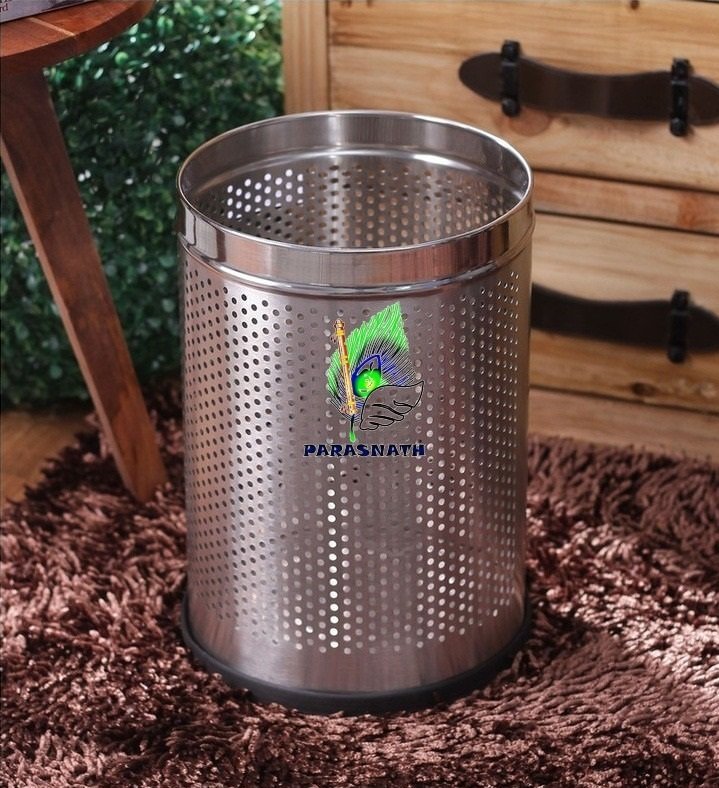 Parasnath Stainless Steel Perforated Round Dustbin, 6L - 7 X 11 Inch - PARASNATH