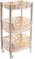 PARASNATH SKEP 2+1 Layer Fruit & Vegetable Basket Trolley Included 1 Dish Box Tray (Ivory Colour) for Home and Kitchen Fruit Basket Storage Rack Organizer Holders kitchen trolley - Made In India - PARASNATH