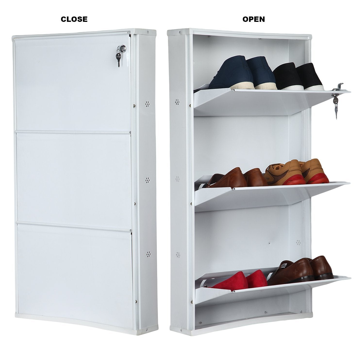 PARASNATH Pure White Wall Shoe Rack 3 Shelves Shoes Stand - PARASNATH