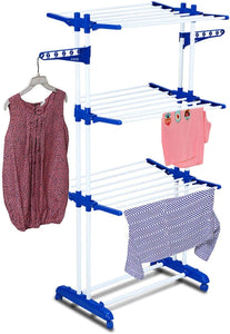 PARASNATH Prime Stainless Steel 2 Poll Clothes Drying Stand With Breaking Wheel System- Blue - PARASNATH