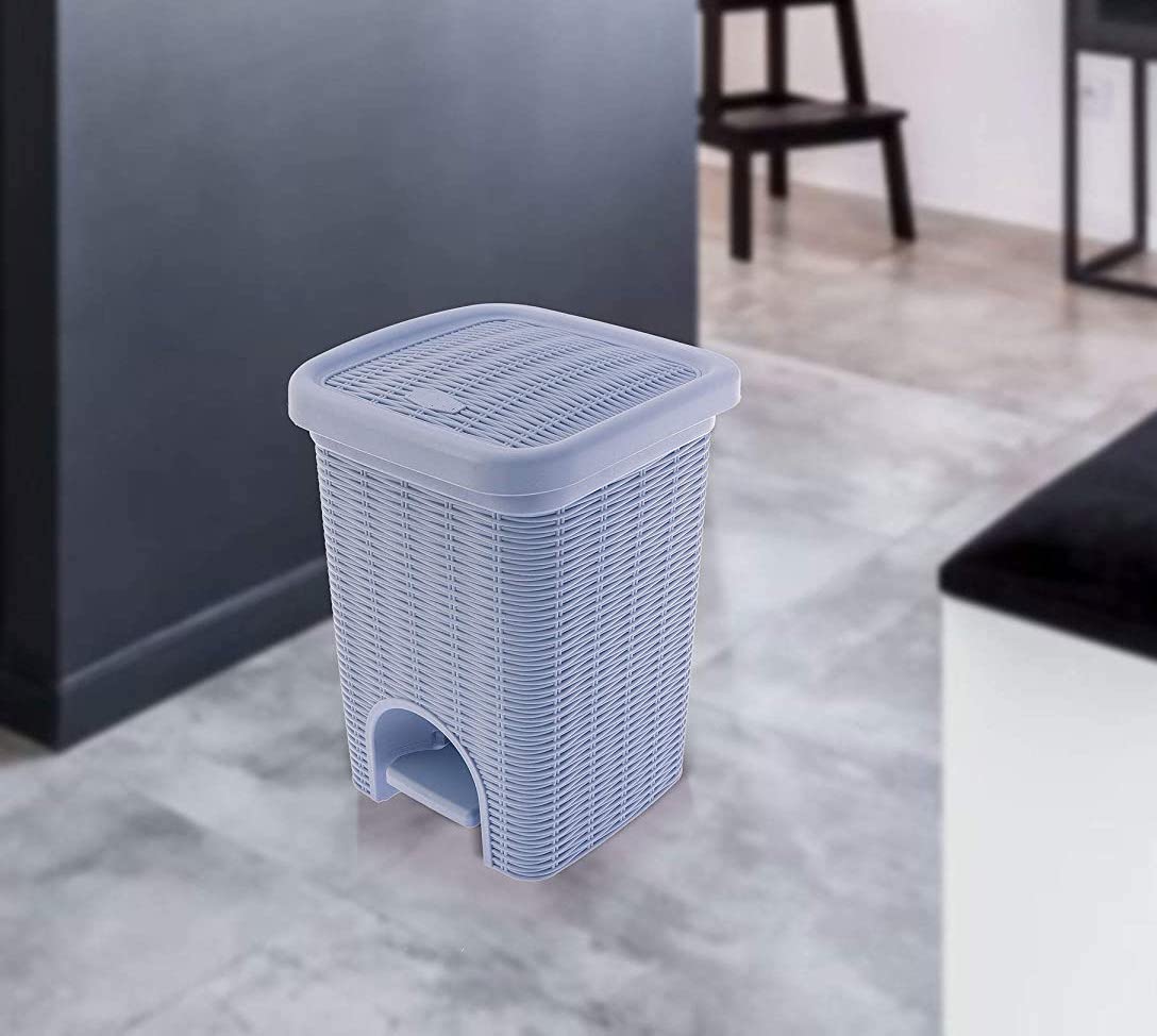 PARASNATH Rattan Design (Purple Colour) Pedal Dustbin 11Litre Modern Light-weight Dustbin for Home and Office Purple Colour - Made In India - Size 10 inchX10 inchX13 inch - PARASNATH