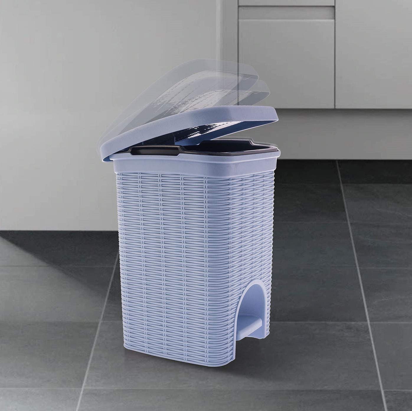 PARASNATH Rattan Design (Purple Colour) Pedal Dustbin 11Litre Modern Light-weight Dustbin for Home and Office Purple Colour - Made In India - Size 10 inchX10 inchX13 inch - PARASNATH
