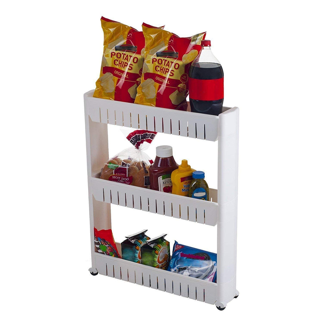 Parasnath 3 Tier Slim Rolling Cart Kitchen Storage Organiser Rack Holder with Wheels - PARASNATH