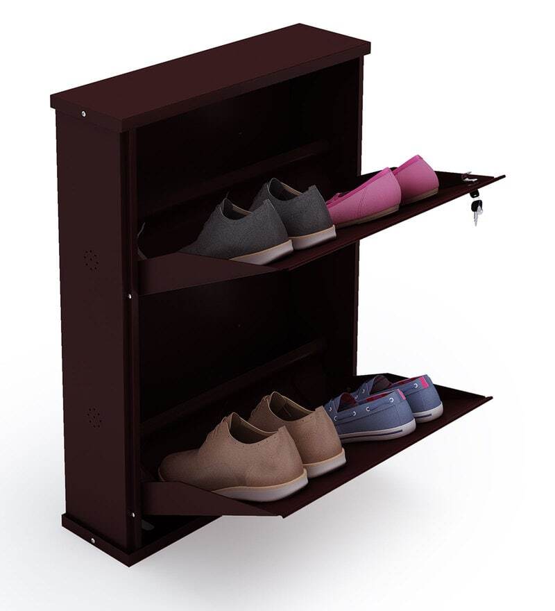 PARASNATH Coffee Colour Wall Shoe Rack 2 Shelves Shoes Stand - PARASNATH