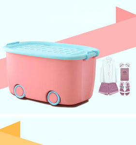 PARASNATH Rolling Storage Container Box (PinkBlue Colour )- 45 Litre Super Large With Wheels Size (59X39X30 cm) - PARASNATH