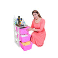 PARASNATH Boxo 3 Layer (Pink) Multi-Purpose Modular Drawer Storage System for Home and Office with Trolley Wheels and Anti-Slip Shoes - PARASNATH