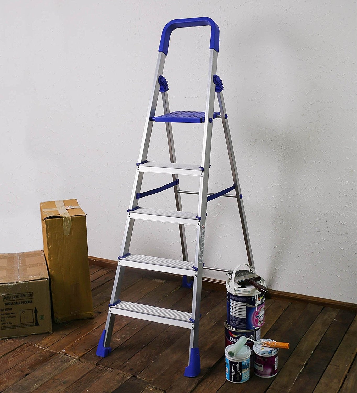 PARASNATH Aluminium Blue Heavy Folding Maple Ladder 5 Step 5.2 Ft - PARASNATH