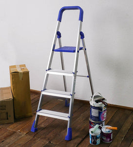 PARASNATH Aluminium Blue Heavy Folding Maple Ladder 4 Step 4.2 Ft - PARASNATH