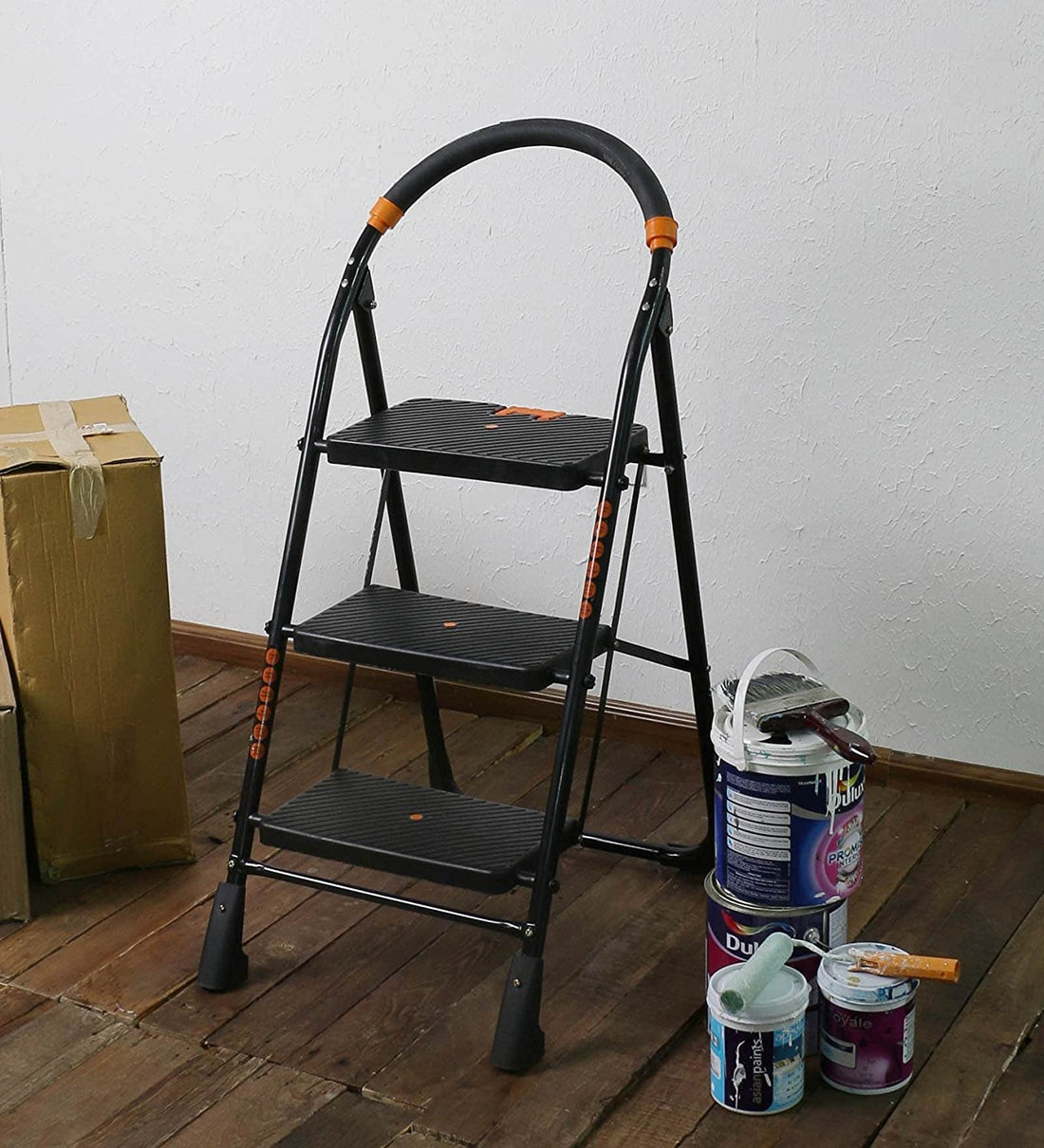 Parasnath Black Diamond Heavy Folding Ladder With Wide Steps 3 Steps 3.1 Ft Ladder - PARASNATH