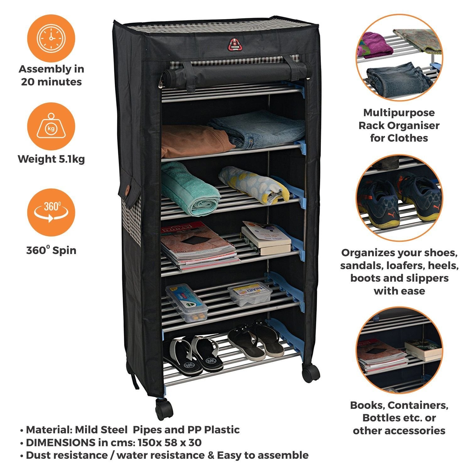 PARASNATH Trendy Cloth Shoe Rack with 6 Shelves - PARASNATH
