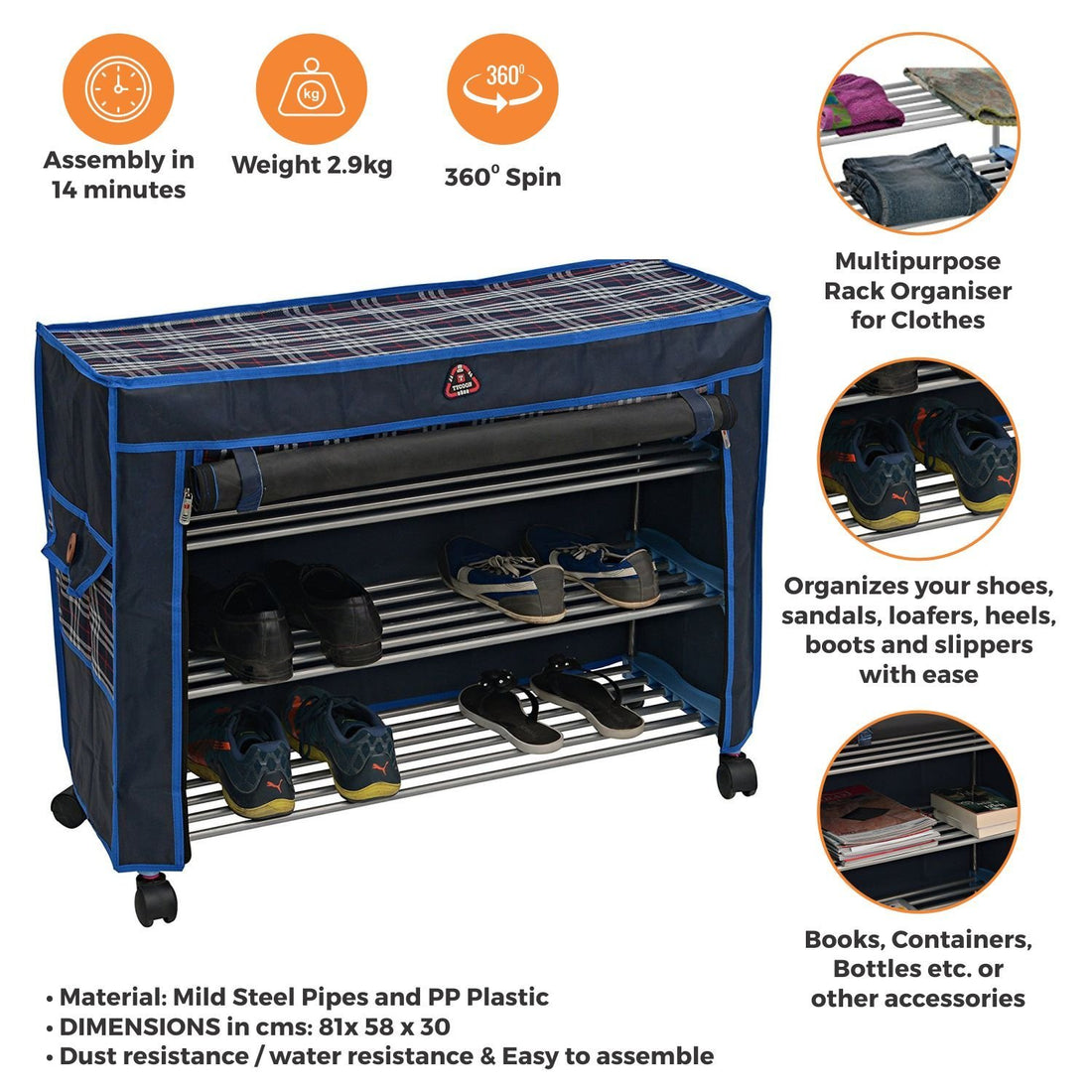 PARASNATH Trendy Cloth Shoe Rack with 3 Shelves - PARASNATH
