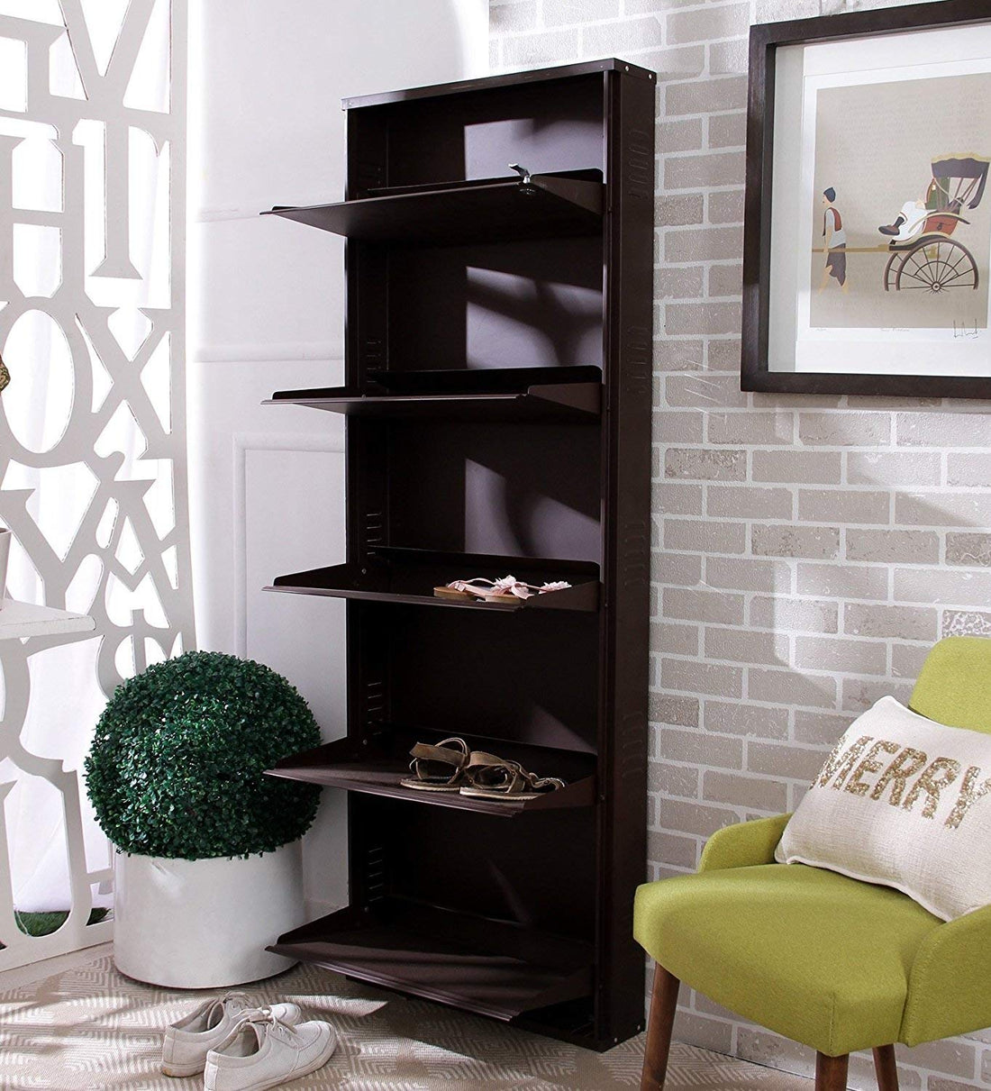 Parasnath Coffee Colour Wall Shoe Rack 5 Shelves Shoes Stand - PARASNATH
